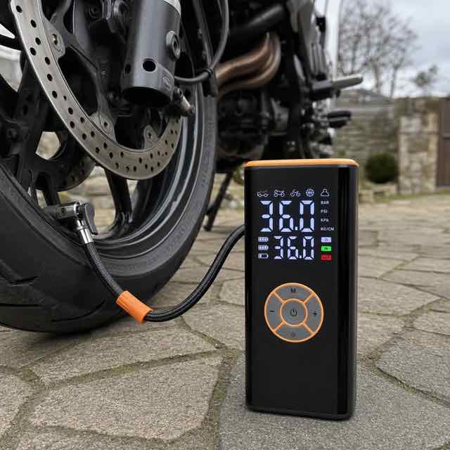 Cordless Colour-Screen Tyre Inflator in everyday use